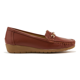 Brown women's moccasins with decoration