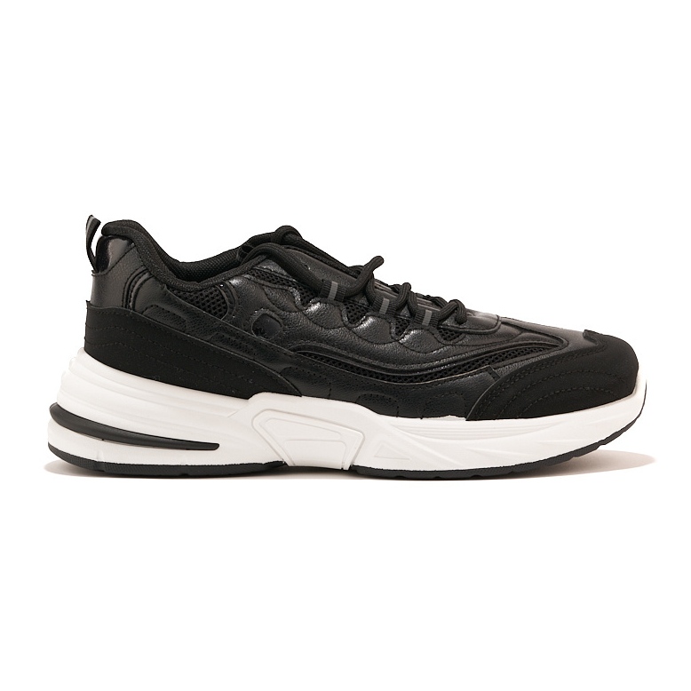 Black women's sports shoes with a thick sole
