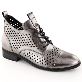 Women's openwork silver ankle boots Potocki SZ12091 Women's openwork silver ankle boots Potocki SZ12091