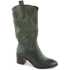 Women's suede boots openwork green Jezzi RMR2337-11 Women's suede boots openwork green Jezzi RMR2337-11