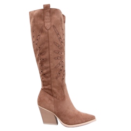 Taylor Camel Openwork Cowboy Boots brown Taylor Camel Openwork Cowboy Boots brown