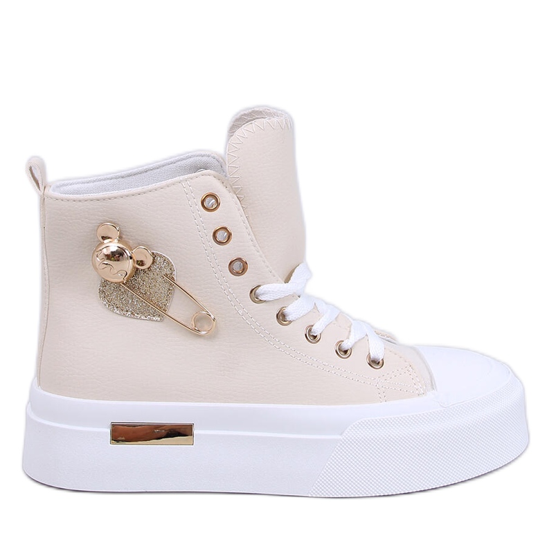 Arenas Beige Grain Ankle Strap Sneakers with Safety Pin Arenas Beige Grain Ankle Strap Sneakers with Safety Pin