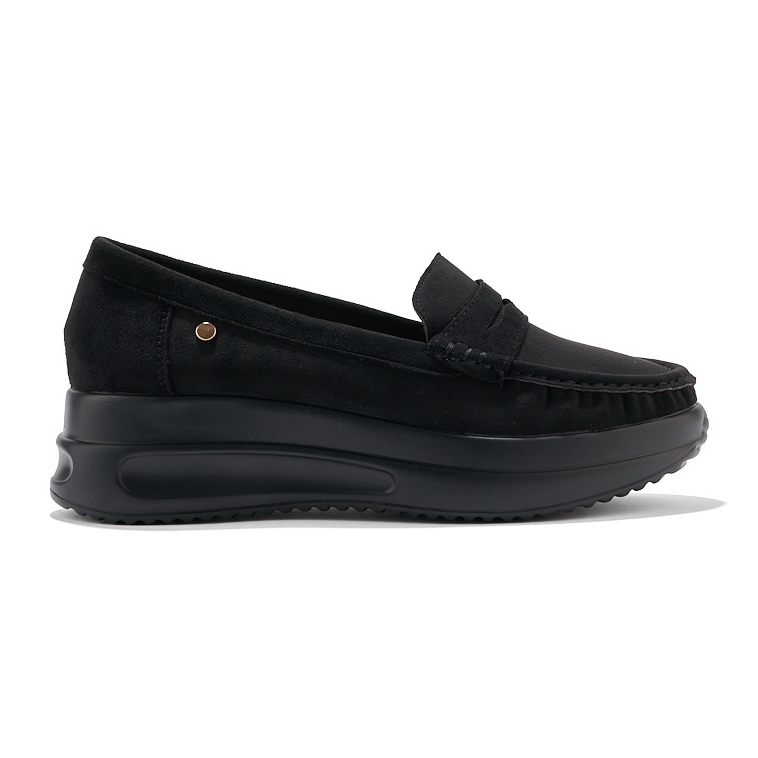 Suede black loafers on a thick platform Suede black loafers on a thick platform