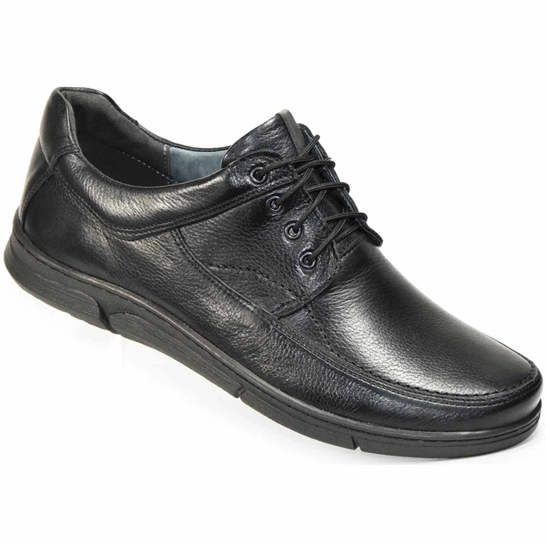 Kampol Men's casual leather shoes 42KAM black