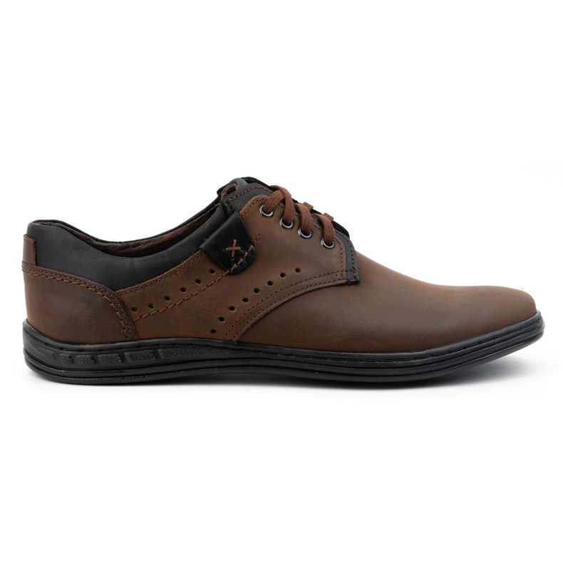 Polbut Men's casual leather shoes 402H dark brown