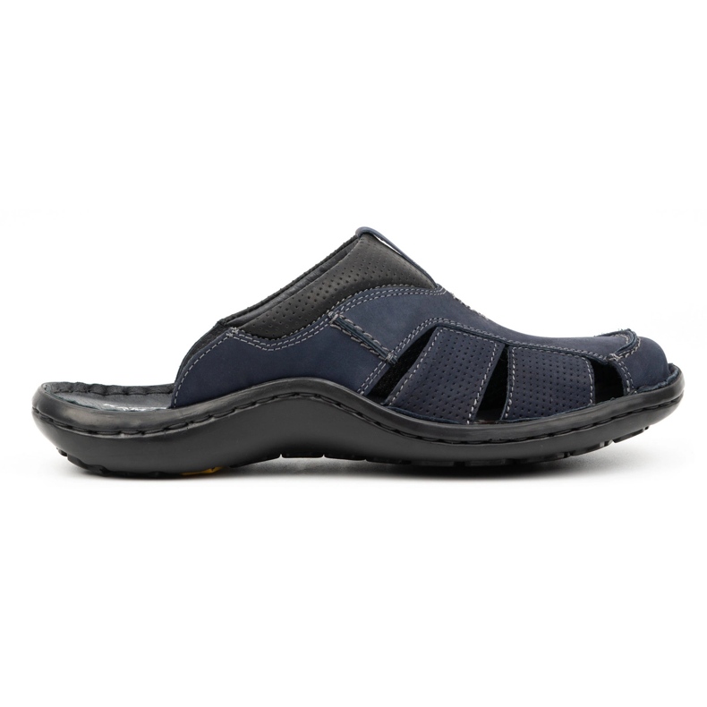 Kampol Men's leather flip-flops 224KAM navy blue