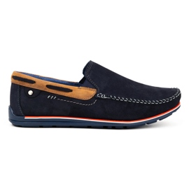KOMODO Men's 920K Leather Loafers Navy Blue
