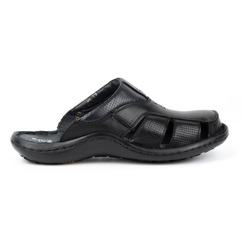 Kampol Men's leather flip-flops 224KAM black