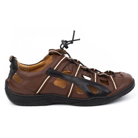 Kampol Men's summer shoes leather 26 brown