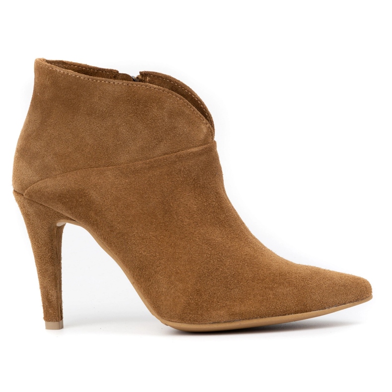 Olivier Women's suede ankle boots on a high heel 1061 brown