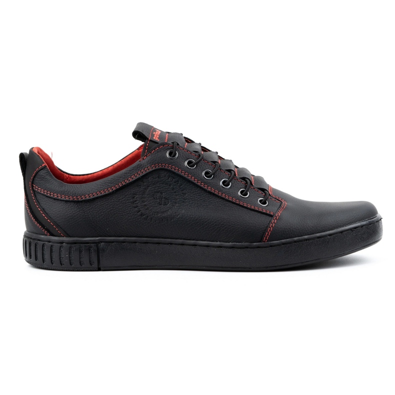 Polbut Men's casual leather shoes 2121/2 black with red Polbut Men's casual leather shoes 2121/2 black with red