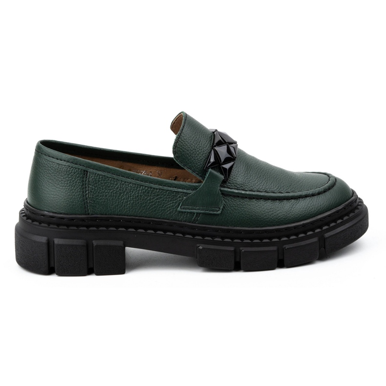 WASAK Women's leather slip-on shoes 706X green with a thick sole