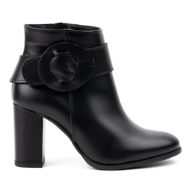 Olivier Women's leather ankle boots on a heel 1046 black