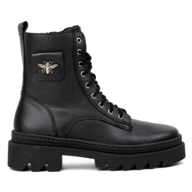 Olivier Winter boots insulated leather women's 1186 black