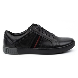 Kampol Men's casual leather shoes 29KAM Black