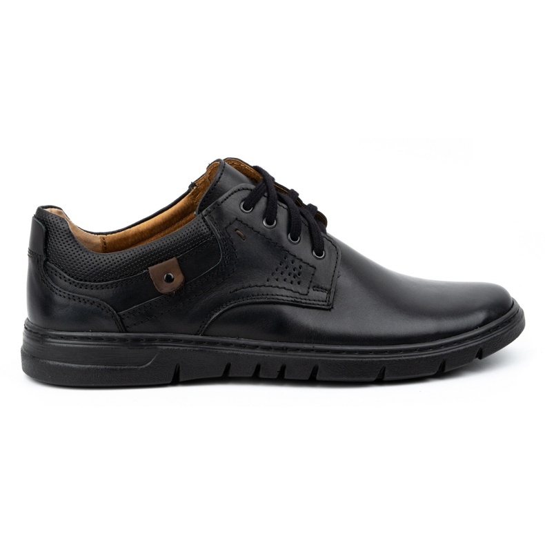 Kampol Men's leather shoes, thick, casual, 57KAM, black Kampol Men's leather shoes, thick, casual, 57KAM, black