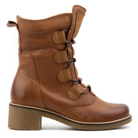 Olivier Stylish women's leather ankle boots insulated with wool 317BB brown
