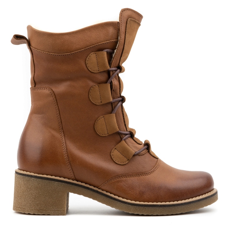 Olivier Stylish women's leather ankle boots insulated with wool 317BB brown