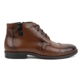 Olivier Men's winter shoes elegant ankle boots 282LU brown