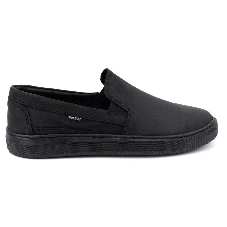 Men's slip-on shoes made of genuine leather POLBUT 2124 black