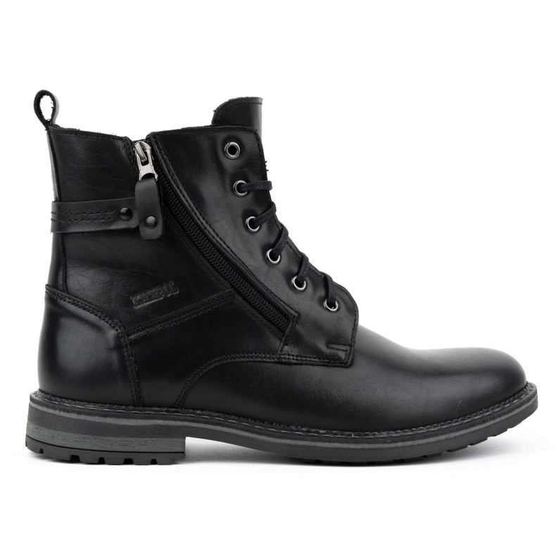 Kampol Men's shoes high boots leather 155KAM black