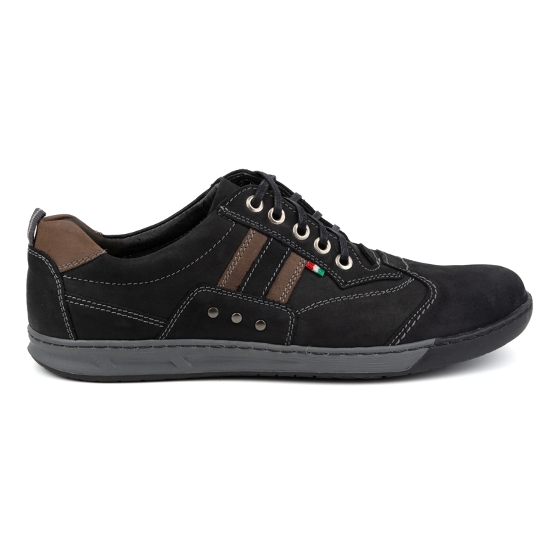 Kampol Men's leather shoes Kam 28KAM Casual black laced