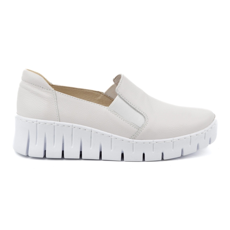 WASAK Women's shoes leather slip-on pumps 0721W white