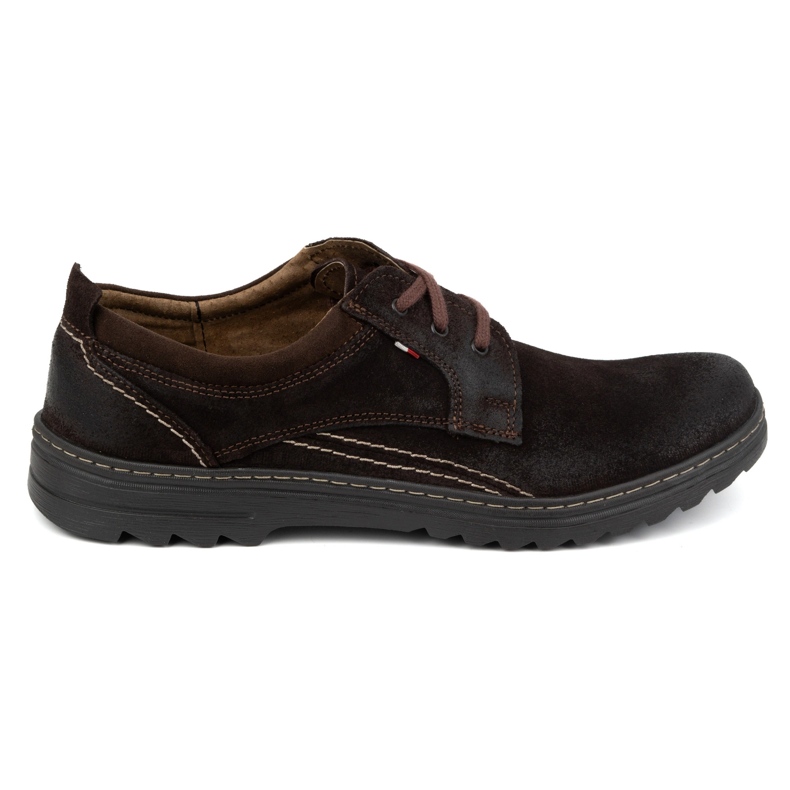 Olivier Men's casual leather lace-up suede shoes 309GT brown