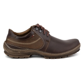 Olivier Men's casual leather lace-up shoes 307GT brown