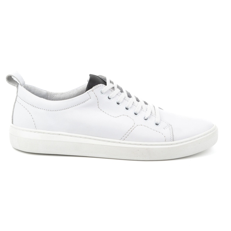 Olivier Men's leather sports shoes with laces 434KNT white