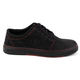 Joker Men's casual leather shoes 894J black with red Joker Men's casual leather shoes 894J black with red