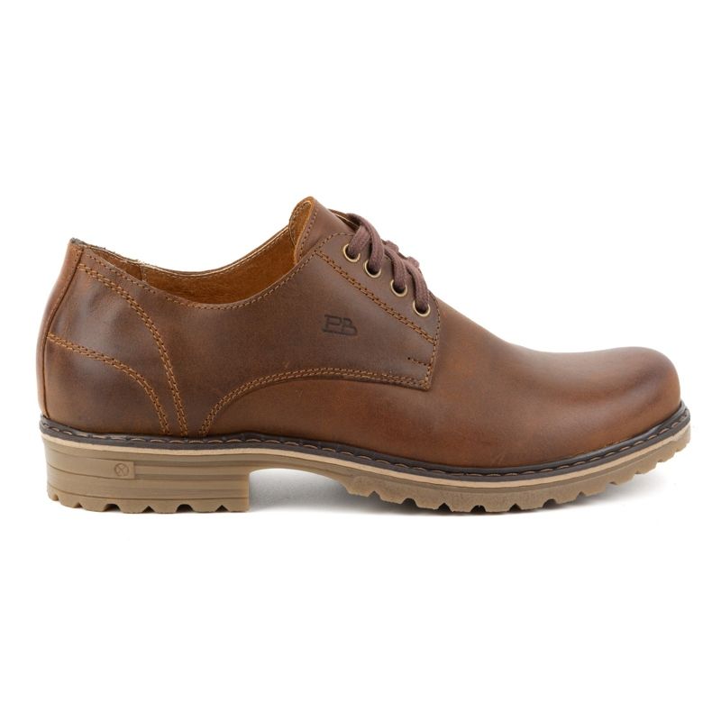 Polbut Men's leather boots low lace-up Polish 2120 brown