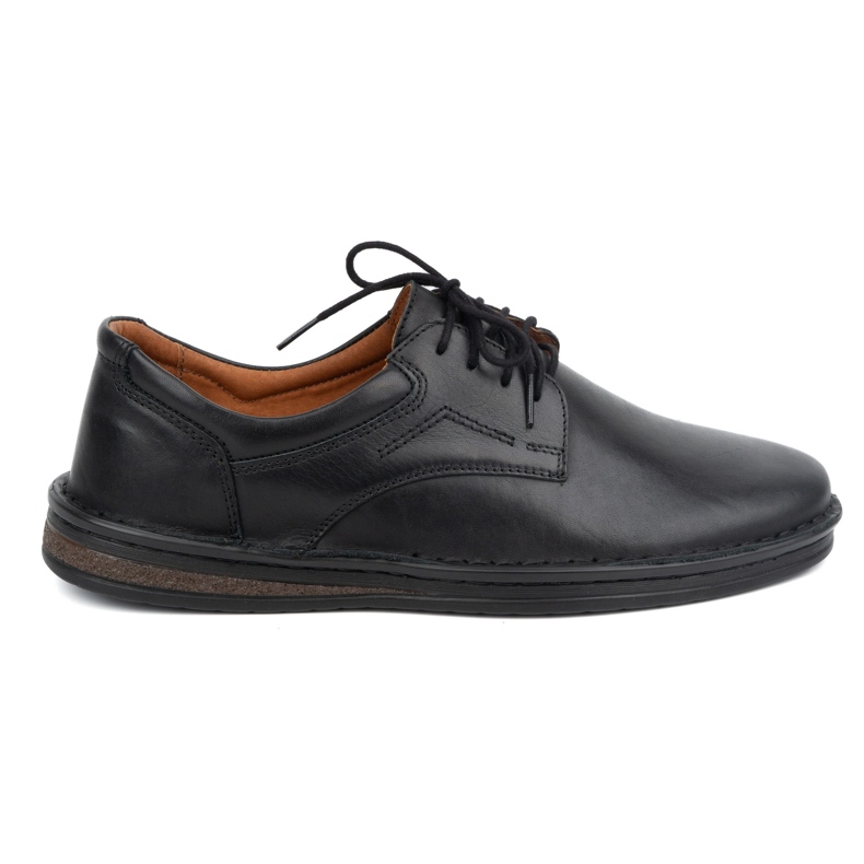Olivier Men's casual leather lace-up shoes classic 925A black