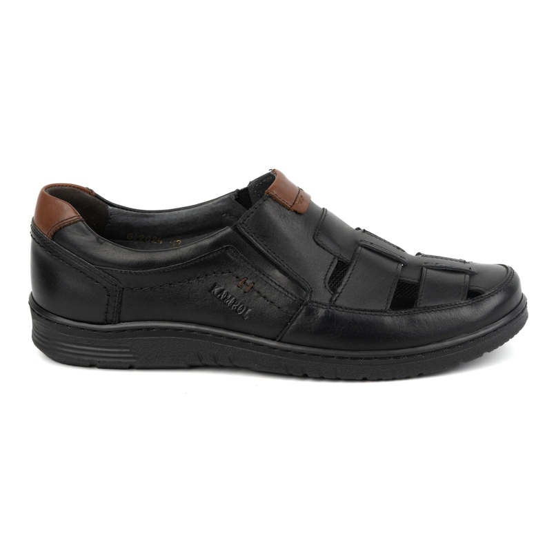 Kampol Men's casual leather shoes 86KAM smooth black Kampol Men's casual leather shoes 86KAM smooth black