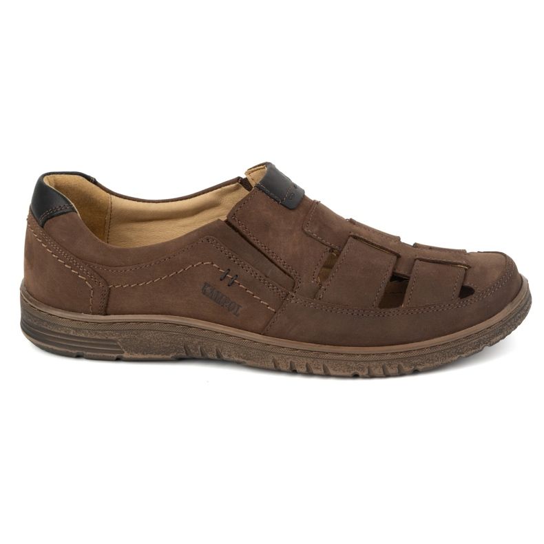 Kampol Men's casual leather shoes 86KAM nubuck brown Kampol Men's casual leather shoes 86KAM nubuck brown