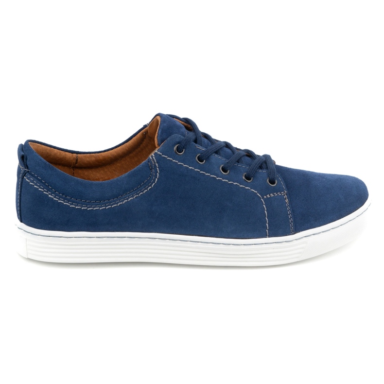 Olivier Men's casual leather shoes 946MA blue velour