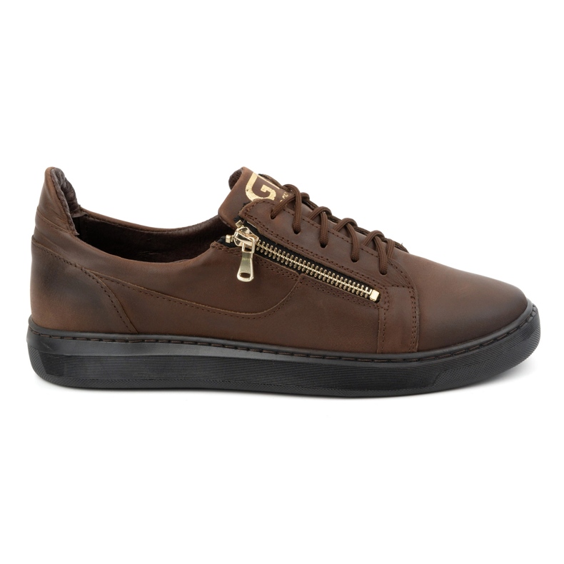 Men's casual shoes made of natural leather POLBUT 2125 Brown
