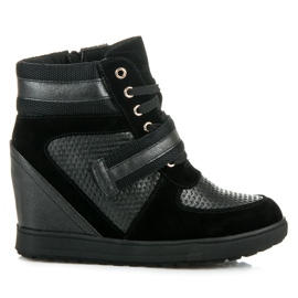 J. Star Lace-up wedge shoes black
