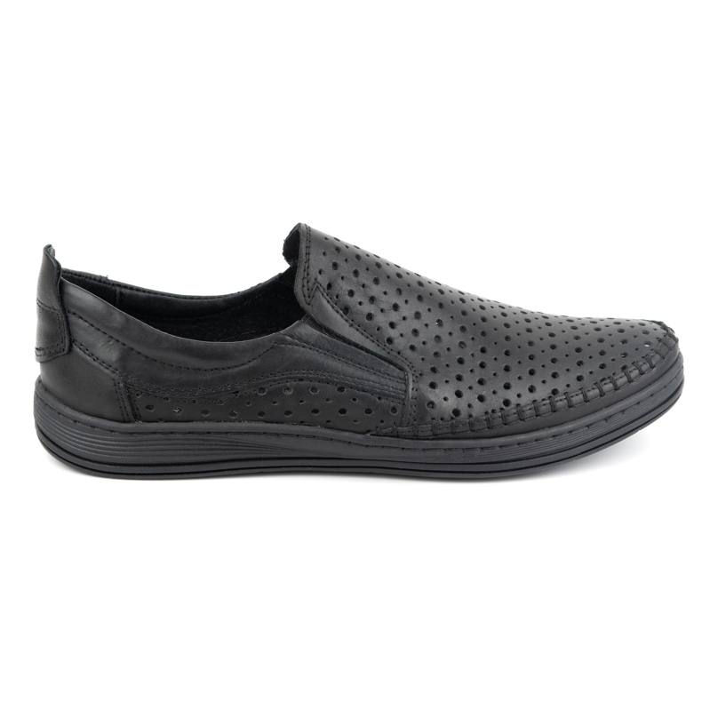 Olivier Men's openwork summer moccasins 590MP Black