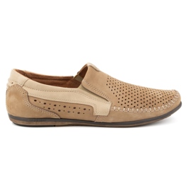 Olivier Men's openwork leather moccasins 0525 beige Olivier Men's openwork leather moccasins 0525 beige