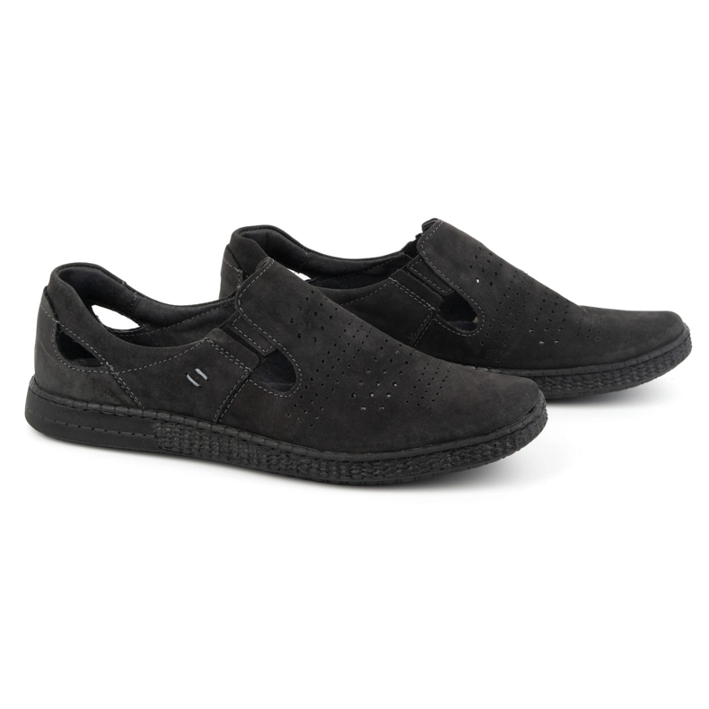 KOMODO Men's Leather Moccasin Shoes 864 Black