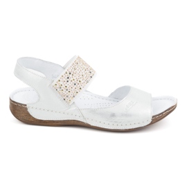 Olivier Women's leather sandals with elastic band 0546 silver