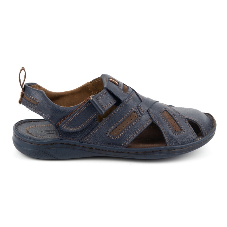 KOMODO Men's leather velcro sandals 523K navy blue KOMODO Men's leather velcro sandals 523K navy blue