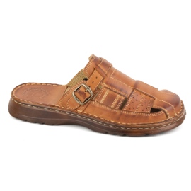 Olivier Classic men's leather flip-flops 0036 brown