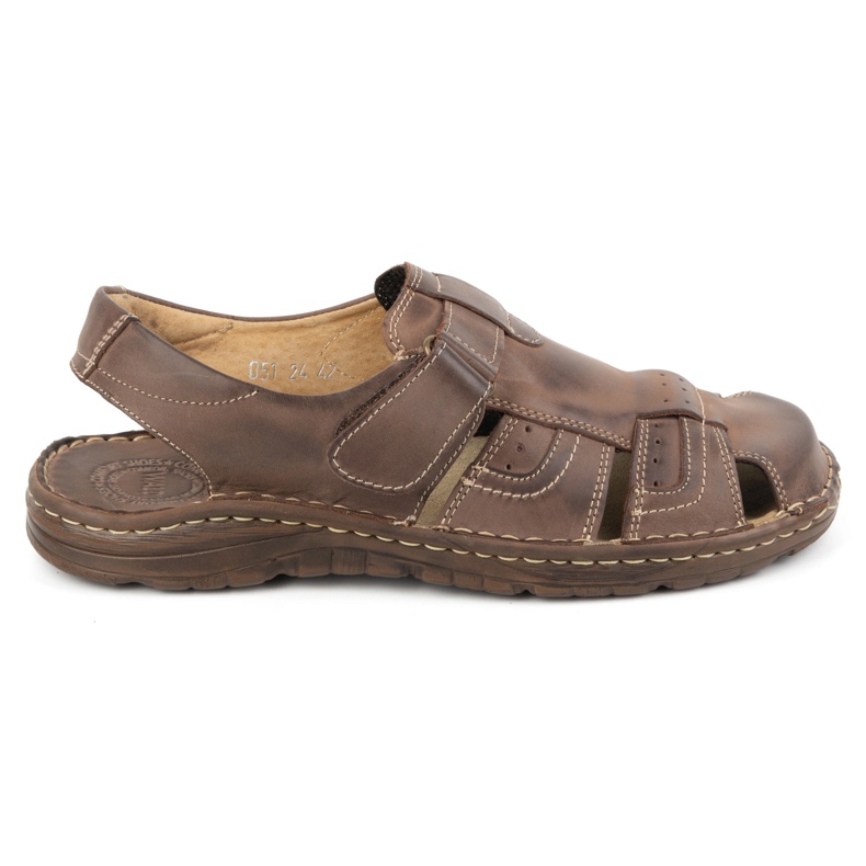 Olivier Classic men's leather sandals with velcro 0051 brown Olivier Classic men's leather sandals with velcro 0051 brown