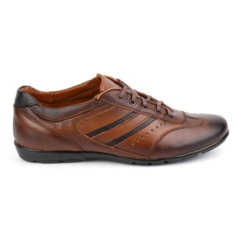 Olivier Men's leather shoes sport style 7004DT brown