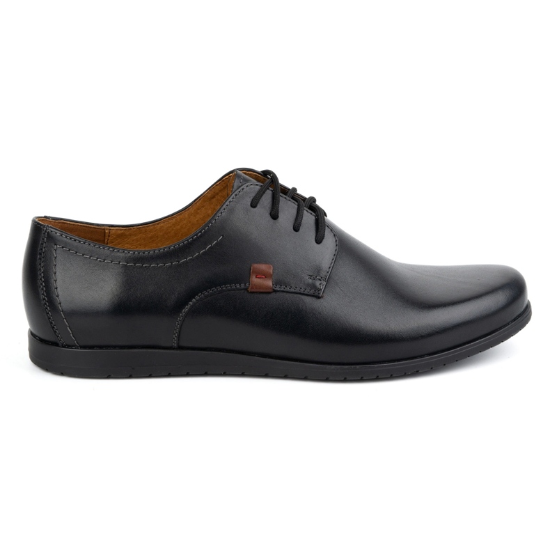 Leather Men's Shoes elegant KAMPOL Model 326 black