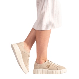 Light beige suede leather platform shoes Light beige suede leather platform shoes