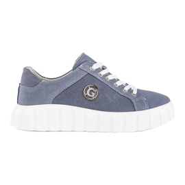 Light blue suede leather platform shoes