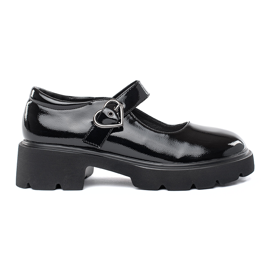 Patent leather black loafers with thick soles